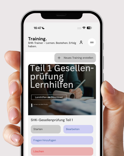 SHK Trainer – WebApp für deine SHK Prüfungsvorbereitung (Zwischen- & Gesellenprüfung)
