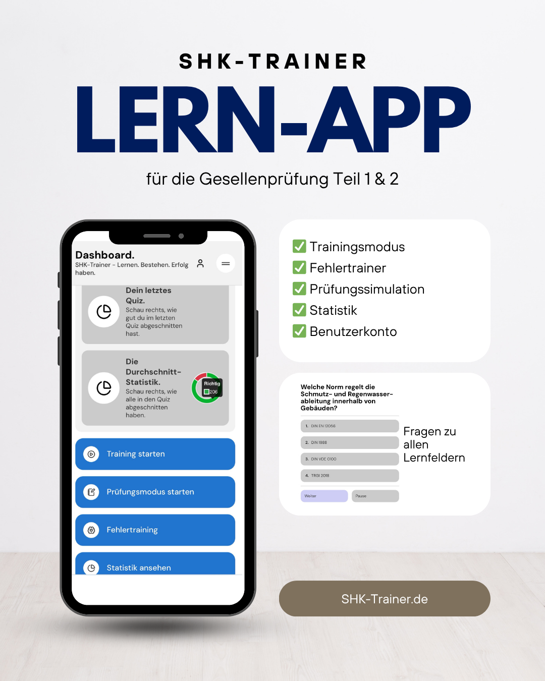 SHK Trainer – WebApp für deine SHK Prüfungsvorbereitung (Zwischen- & Gesellenprüfung)