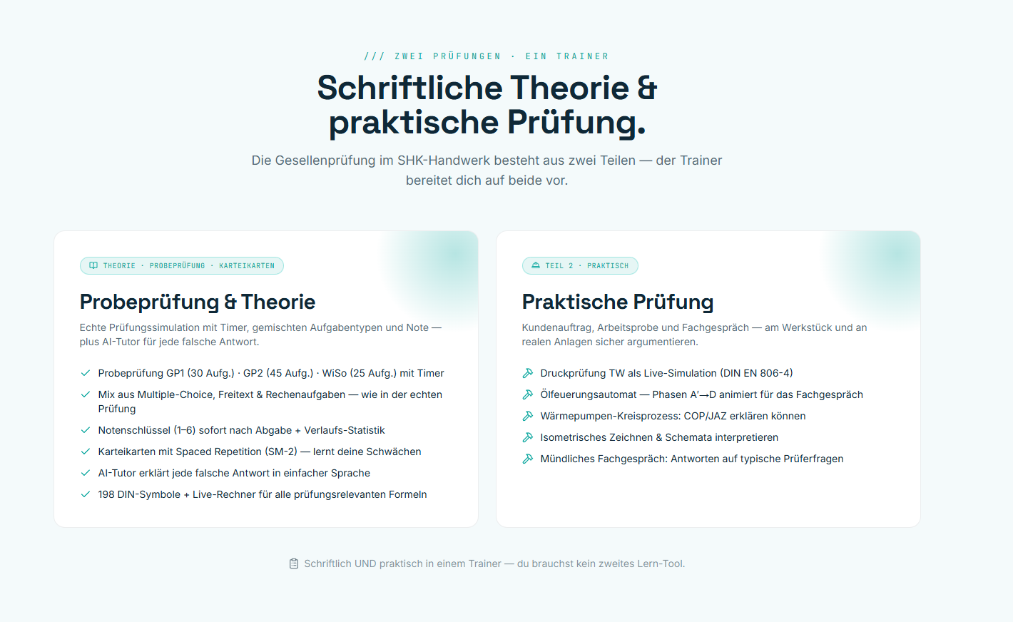 SHK-Prüfungs-Bundle – Gesellenprüfung (1+2) + WiSo + Trainer-App
